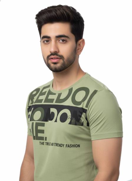 BK HOSIERY Graphic Print Men Round Neck Light Green T-Shirt