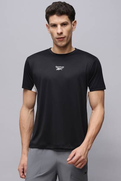 Men Printed Crew Neck Polyester Black T-Shirt