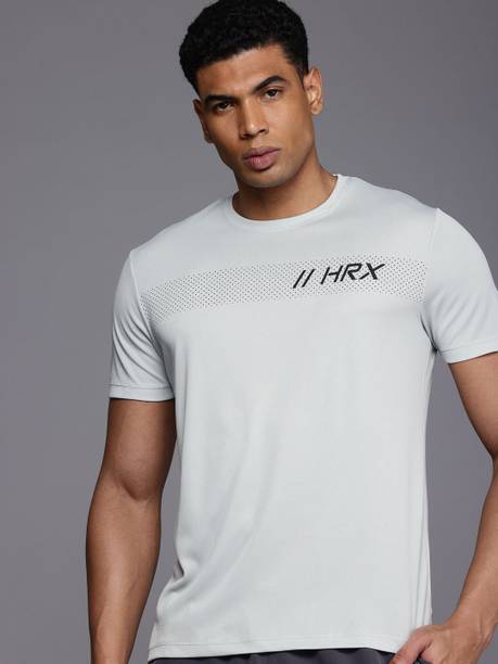 Men Printed Round Neck Polyester Grey T-Shirt