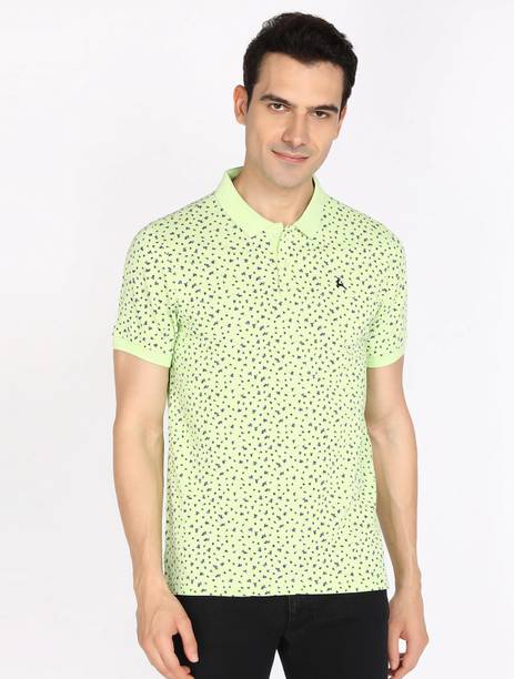 Men Printed Polo Neck Pure Cotton Green T-Shirt