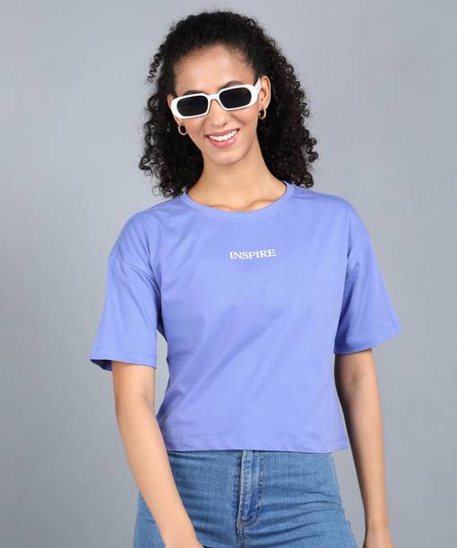 METRONAUT By Flipkart Solid Women Round Neck Cotton Blend Purple T-Shirt