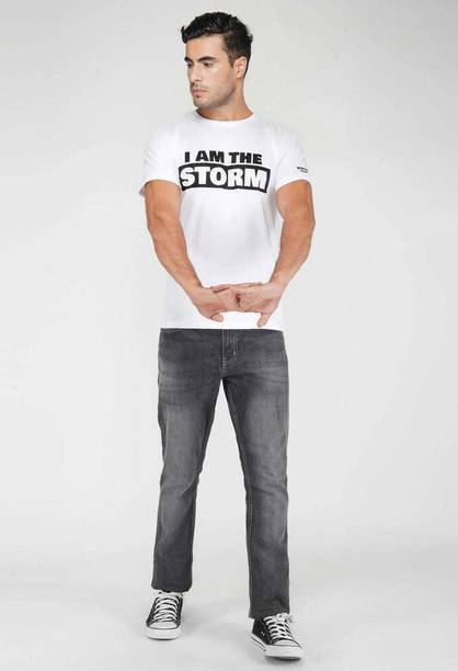 Strong Soul Men Typography Round Neck Pure Cotton White T-Shirt