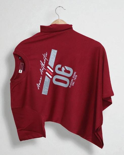 Men Printed Crew Neck Pure Cotton Maroon T-Shirt