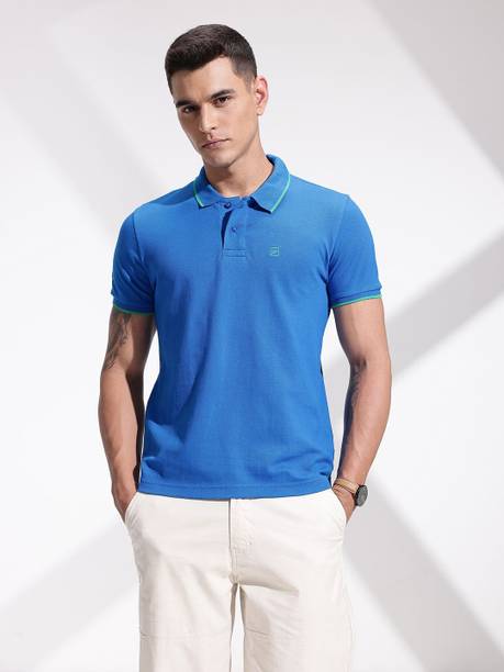 INVICTUS Solid Men Polo Neck Blue T-Shirt