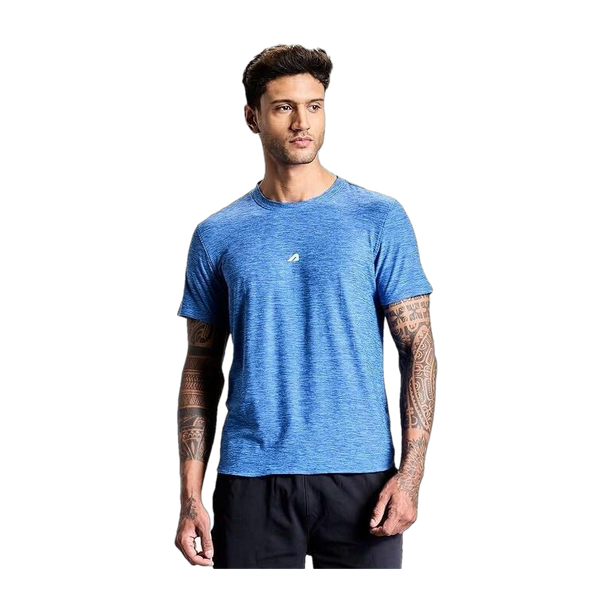 Men Solid Round Neck Polycotton Blue T-Shirt