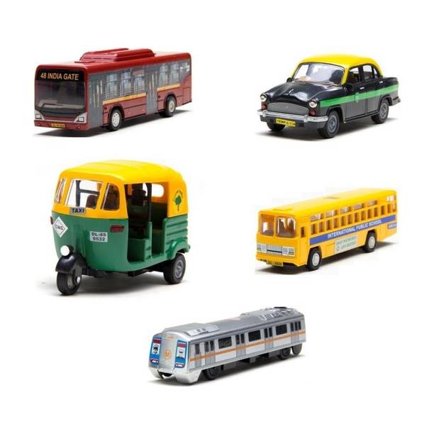 centy Collection of 5 Public transport Low Floor Bus Taxi CNG Auto City Bus Train