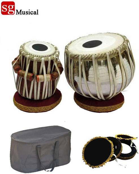 SG MUSICAL SGM-H6T PROFESSIONAL QUALITY IRON TABLA DRUM SET, IRON BAYAN SHEESHAM WOOD DAYAN TABLA, GREAT SOUND WITH TUNNING HAMMER Tabla