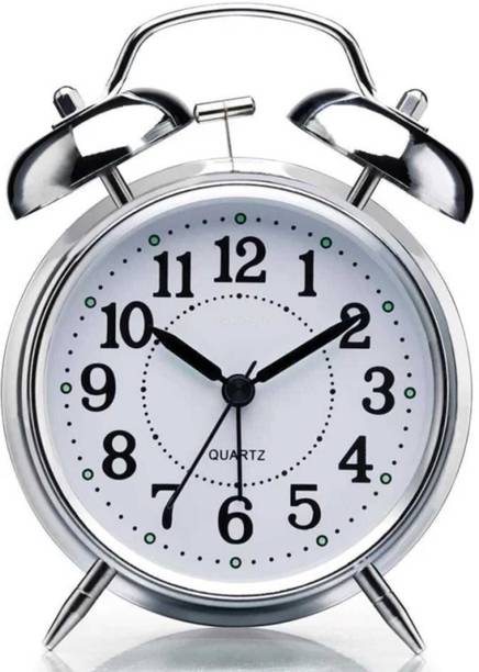 KH Store Analog-Digital Silver Clock