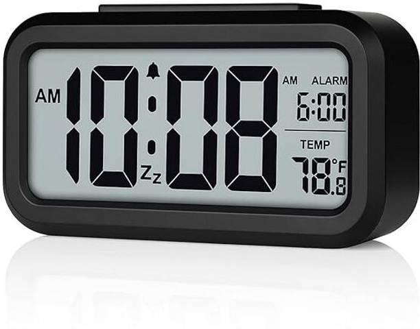 STARVOKES Digital Desk Clock with LCD Display, Date, Temperature & Alarm (black, Rectangle) Clock