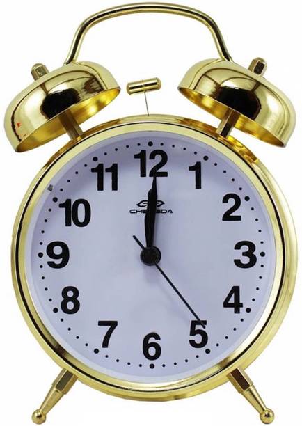 BBD Analog Round Alarm Clock Twin Loud Bell (GOLD 16cm * 12 cm* 6 cm) Clock