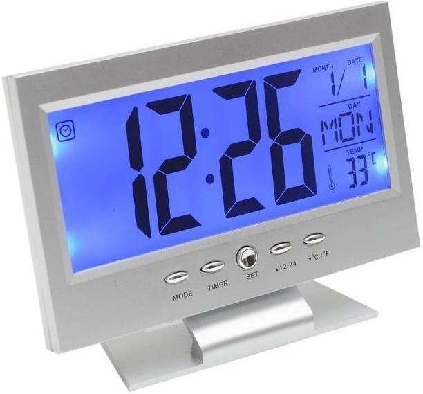 Psb Analog-Digital Silver Clock