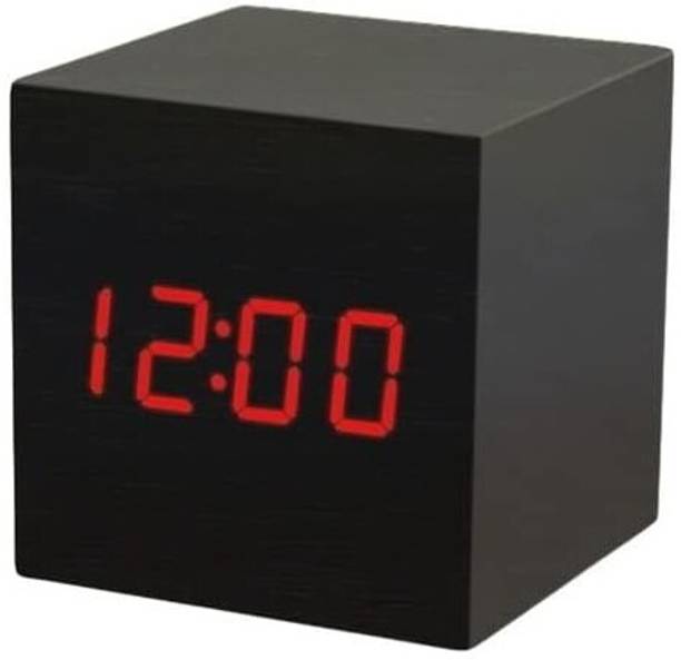 ZEITEX Digital LED Electronic Wooden Table Alarm Desk Clock Temperature Voice Control Clock