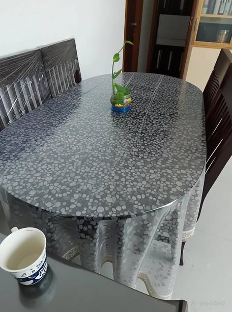 DELHI PVC CORP PVC 8 Seater Self Design Table Cover