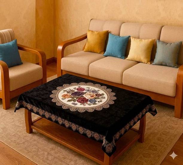 couture home Velvet 4 Seater Floral Table Cover