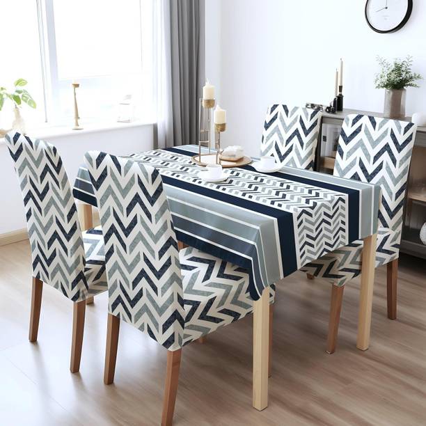 DECORIAN Polyester, Cotton 4 Seater Geometric Table Cover