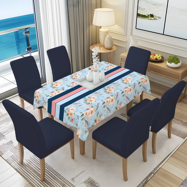 DECORIAN Velvet 6 Seater Printed Table Cover