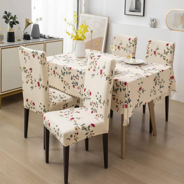 Magic Cover Polyester 4 Seater Self Design Table Cover