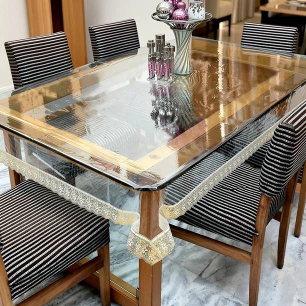 SUPERDECORE PVC 6 Seater Self Design Table Cover
