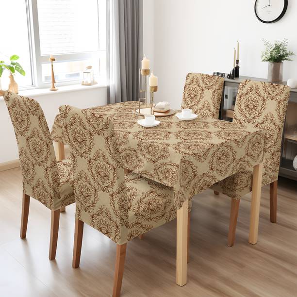 DECORIAN Polyester, Cotton 4 Seater Geometric Table Cover