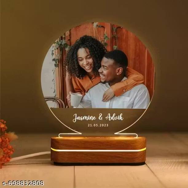 Mintola Works Premium Personalized Name Lamp with Wooden Light Base Table Lamp