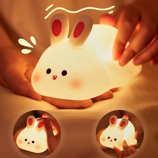 Fortay Cute Rabbit Night Light, USB Rechargeable, Changing Light, Room Decor Night Lamp  - 4 cm