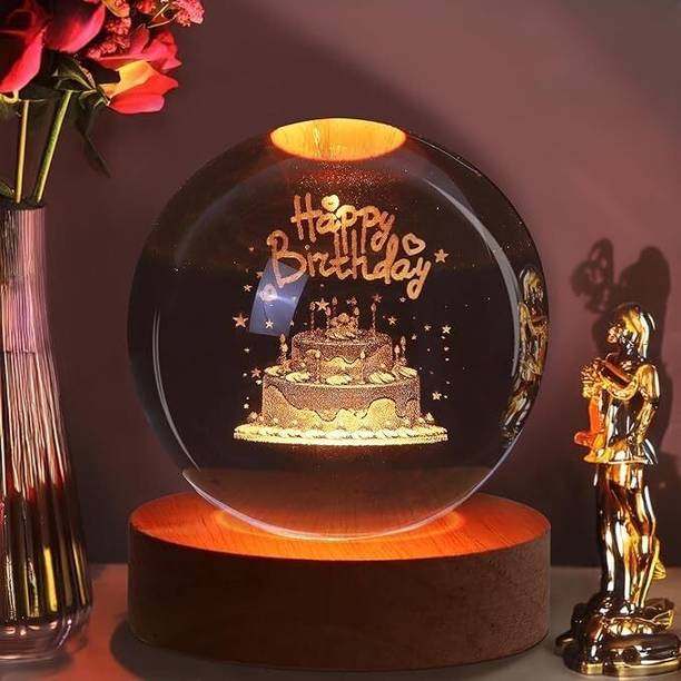 UGAAM Happy Birthday 3D Crystal Ball | Galaxy Ball Night Lamp | Crystal Galaxy Light Night Lamp