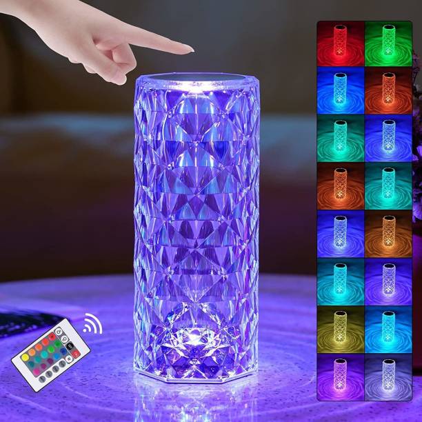 CRENTILA Touch Crystal Lamp, 16 RGB Color Changing Desk Lamp, Dimmable LED Night Light Table Lamp