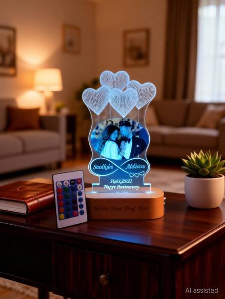 Shayona Personalized Anniversary 3D illusion photo Lamp Wedding Marriage gift for couple Night Lamp