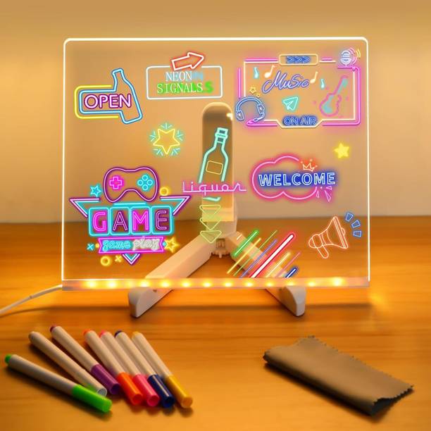 Toyoos LED Writing Board with Light Pen & Foldable Stand | DIY Message Pad 20 cm Acrylic Sheet