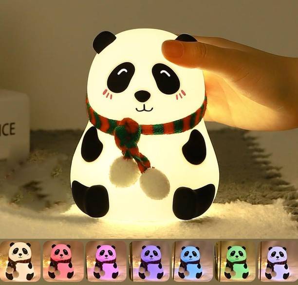 Fortay Cute Panda,USB Rechargeable, 7-Colors Changing Light, Room Decor  - 14 cm