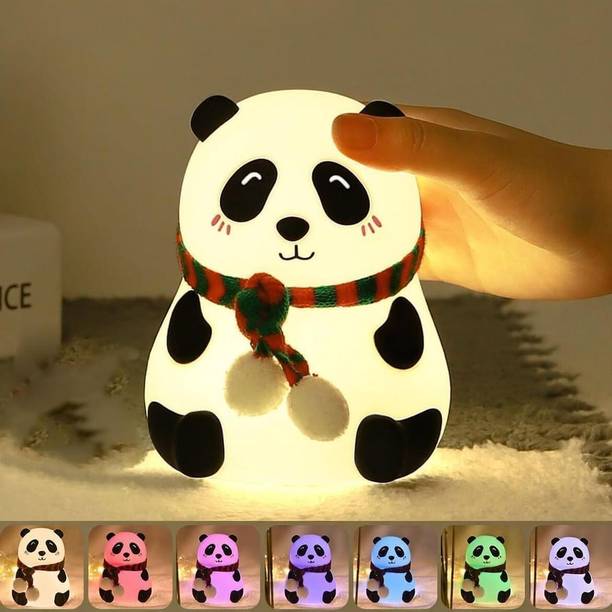 Fortay Cute Panda,USB Rechargeable, 7-Colors Changing Light, Room Decor - 14 cm