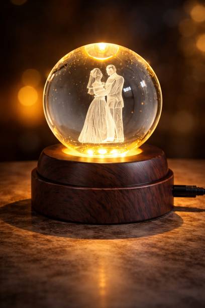 JAMBOREE 360° Rotating Couple Crystal Ball Lamp LED USB Romantic Gift Light Table Lamp