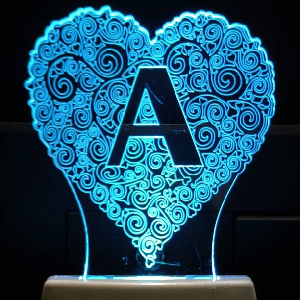 Gadgets World ALPHABET A Acrylic 3D Illusion RGB 7 Colour Changing LED Plug n Play Night Lamp
