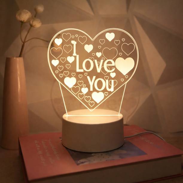 स्नैप्टरप Valentine Gift for Girlfriend Boyfriend Husband Wife|Acrylic Led Side Table Lamp नाइट लैम्प