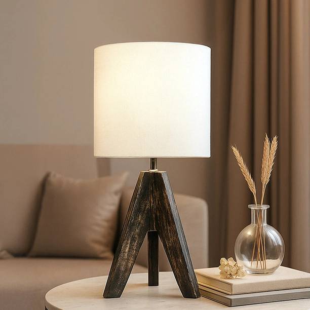 LUZLANE Tripod Space Saving Modern Decorative Bedside Cute Lamp with Beige Linen Shade Table Lamp