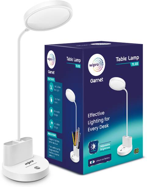 WIPRO 5W Rechargeable Table Lamp with Pen Stand Touch Control 3 D