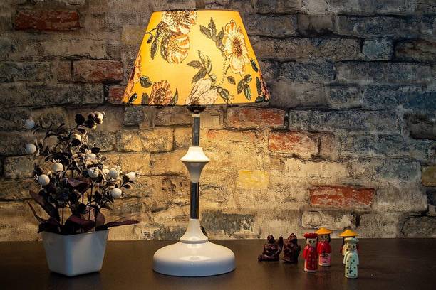 Aswal Handicraft White Metal Base with Yellow Floral Pr...