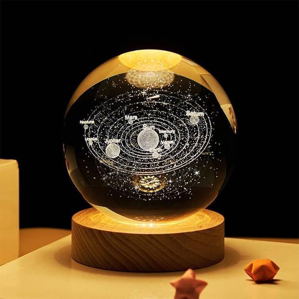 वेंगनविला Galaxy Crystal Ball Night Light,2.4 inch Glass Ball Night Lamp with Wooden Lamp नाइट लैम्प