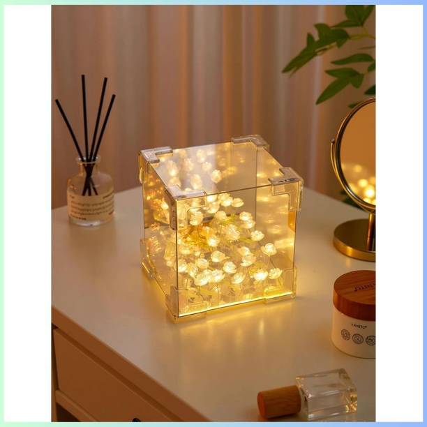 NoorDecor LED Rose Cube Night Lamp(Multicolor)-01 Night Lamp