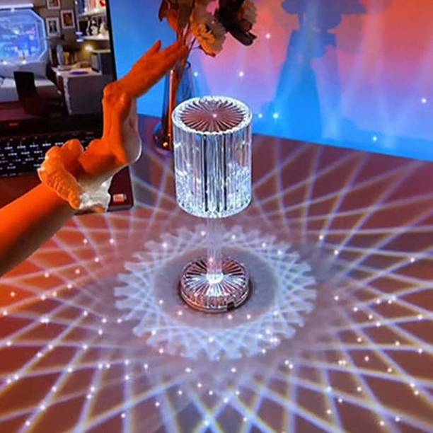 Ratixes 16 Color Touch Dimmable USB Charging Romantic Acrylic Led Night RGB Crystal Table Lamp