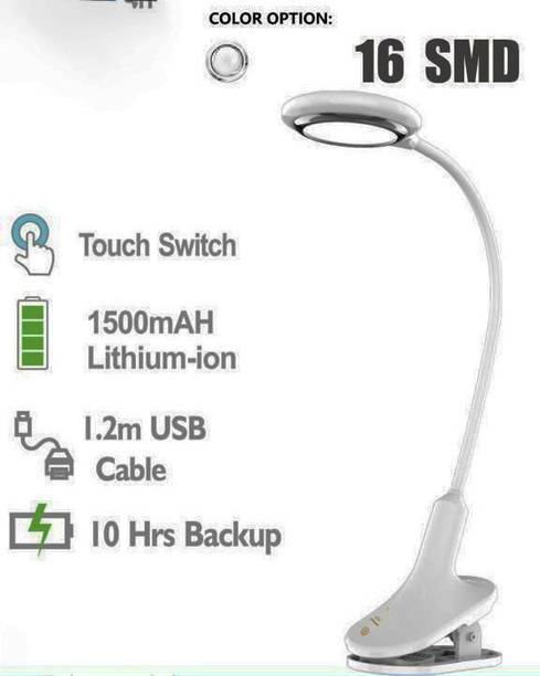 FIRSTLIKE Rechargeable, 360 Degree Flexible, Touch Switch Table Lamp With Table Clip Table Lamp