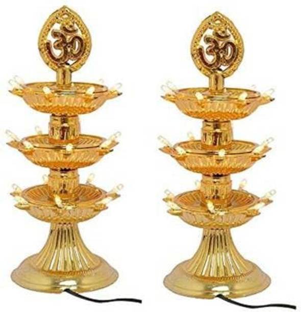 DIKANSHA 3 Layer Electric Diya Deepak Light Lamp LED Light for Home Temple Decor-21 deep Table Lamp