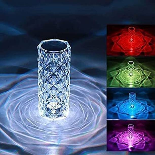 IIVAAs 16-Color Changing Rose Crystal Table Lamp | USB Rechargeable LED Night Light Table Lamp