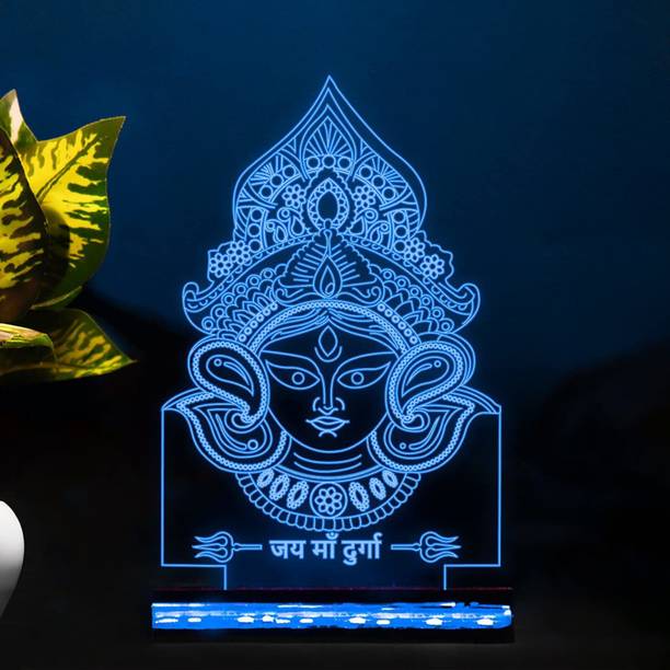 Vibes decor Maa Durga 3D Acrylic Table Lamp | 16 Color Changing LED Light with Remote Table Lamp