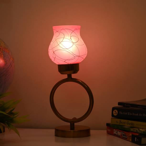 AFAST Decorative Table Lamp, Stylish Night Lamp, LED Compatible- A181 Table Lamp (31.5 cm, Pink, White)