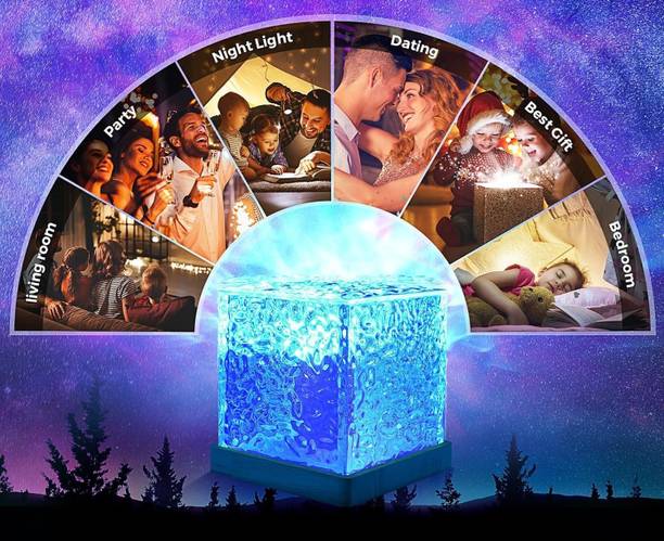 NKL BEST 3D Ocean Wave Projector Lamp Romantic LED Night Light With Remote_UE691 Table Lamp