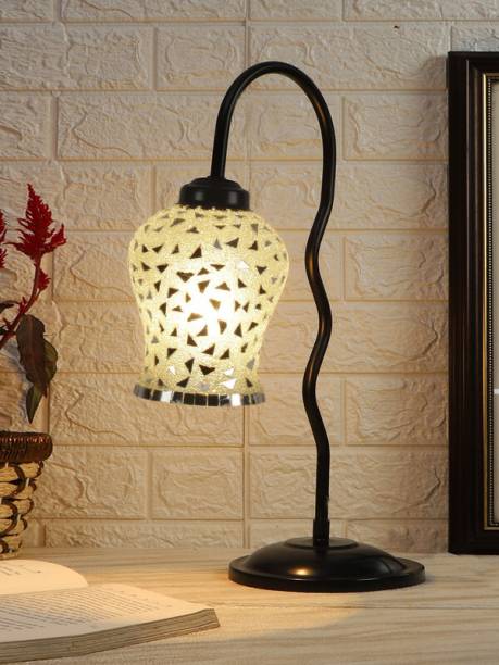 Devansh Multicolor Mosaic Glass Zig Zag Curvy Table lamp with Iron Base Table Lamp