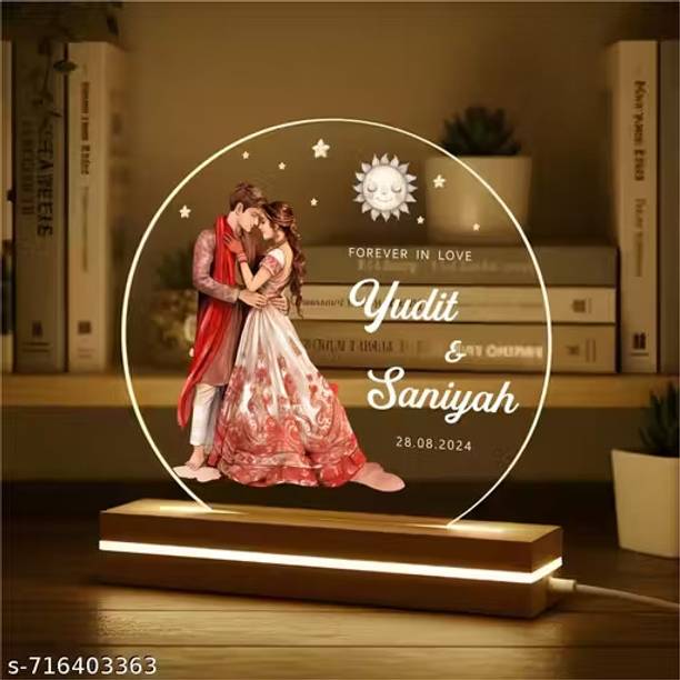 Mintola Works Customized Acrylic LED Night Lamp for Couples , Anniversary, Brother , sister Night Lamp
