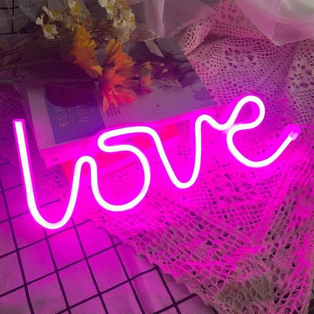 CRENTILA Love Neon Pink LED Night Light USB 3D Light Text Wall Hanging Lamp Birthday Gift Night Lamp