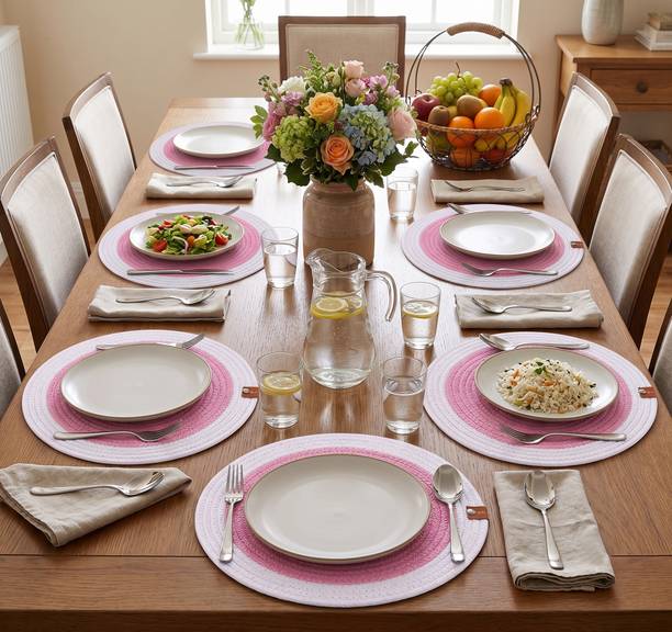 Barchitta Pink Organic Cotton Table Linen Set